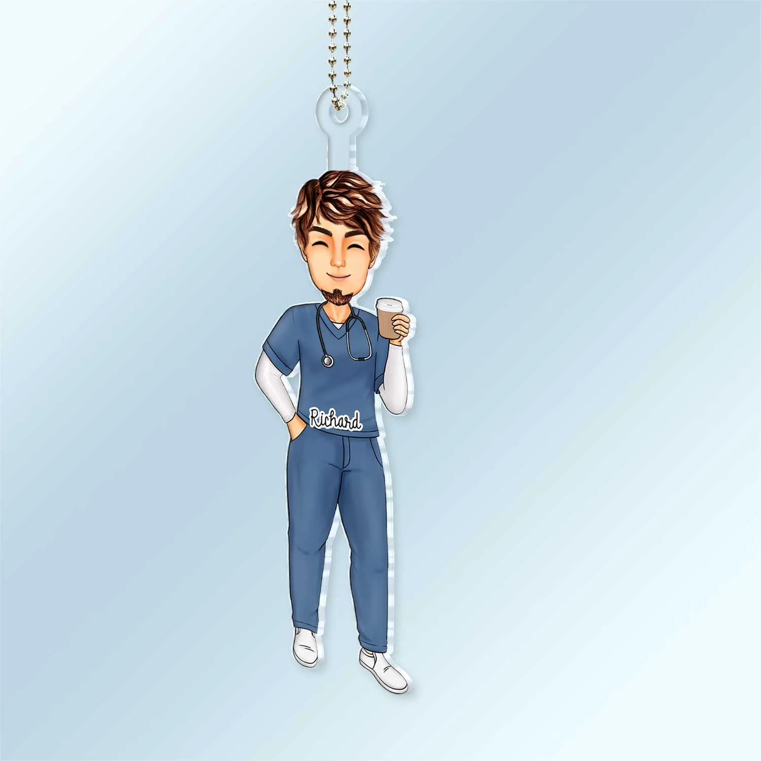 Nurse Cartoon Vector - Gift For Nurse - Personalized Acrylic Car Hanger - Image 2