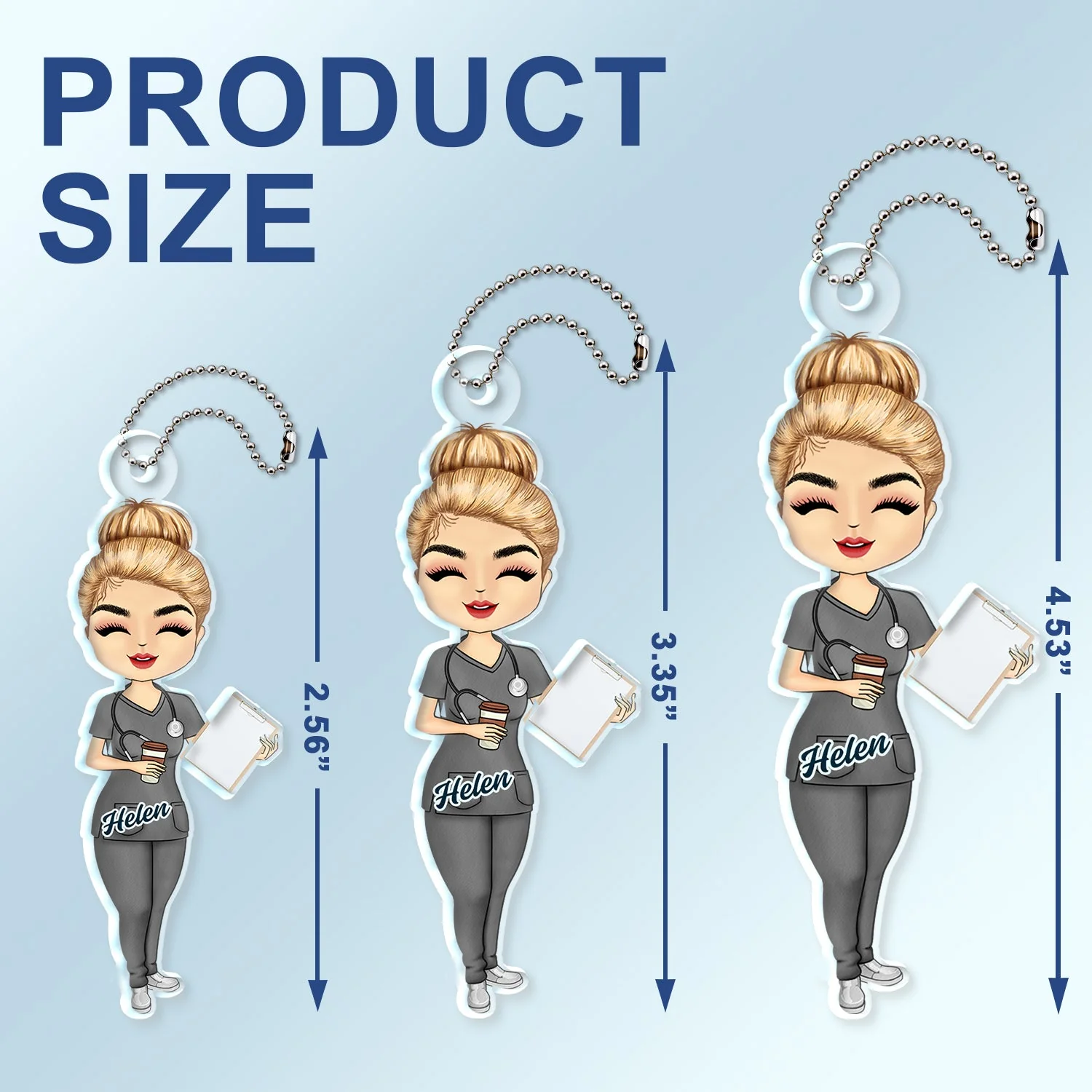 Nurse Chibi Vector - Gift For Nurse - Personalized Acrylic Car Hanger - Image 4
