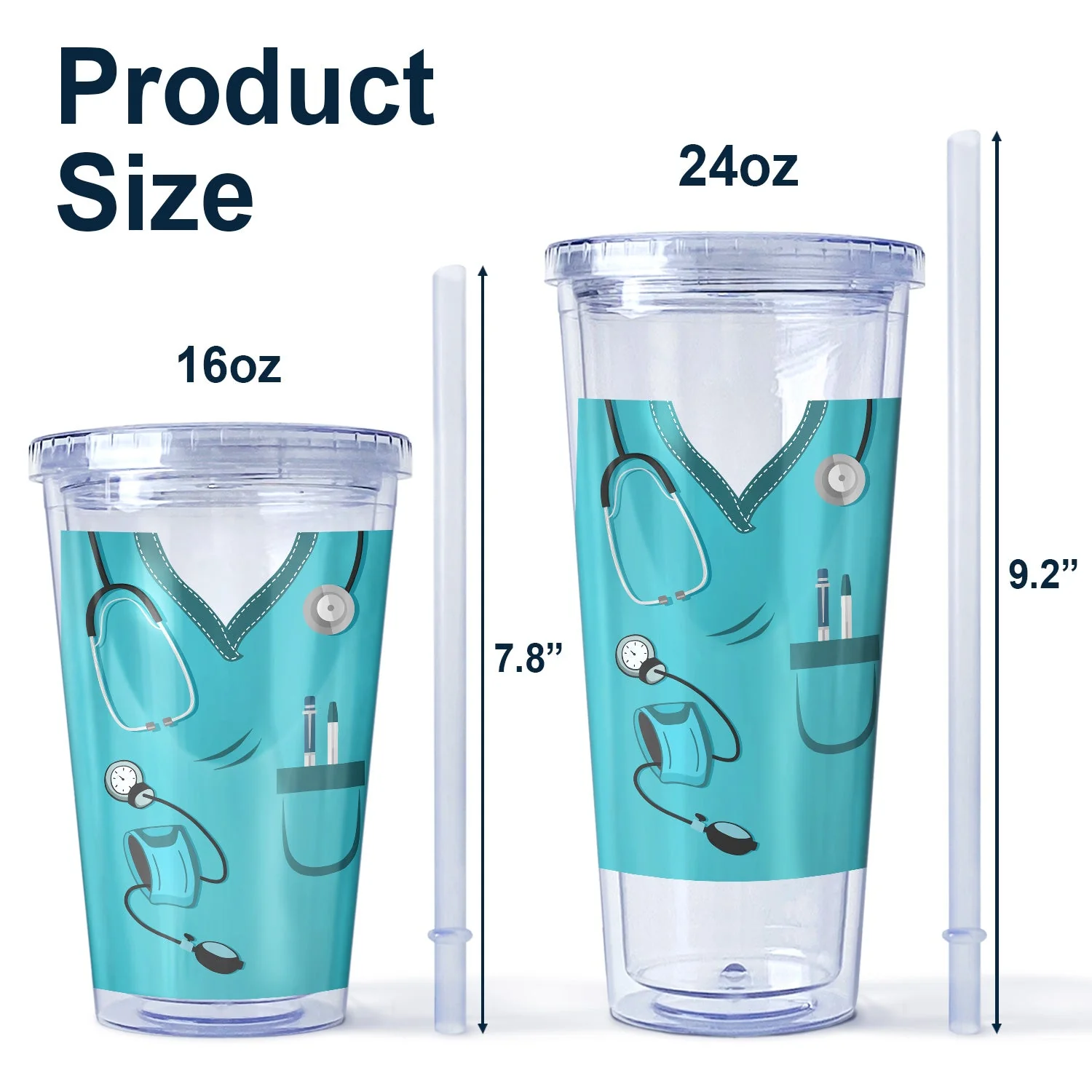 Nurse Daily Affirmation - Gift For Nurse - Personalized Acrylic Insulated Tumbler With Straw - Image 5