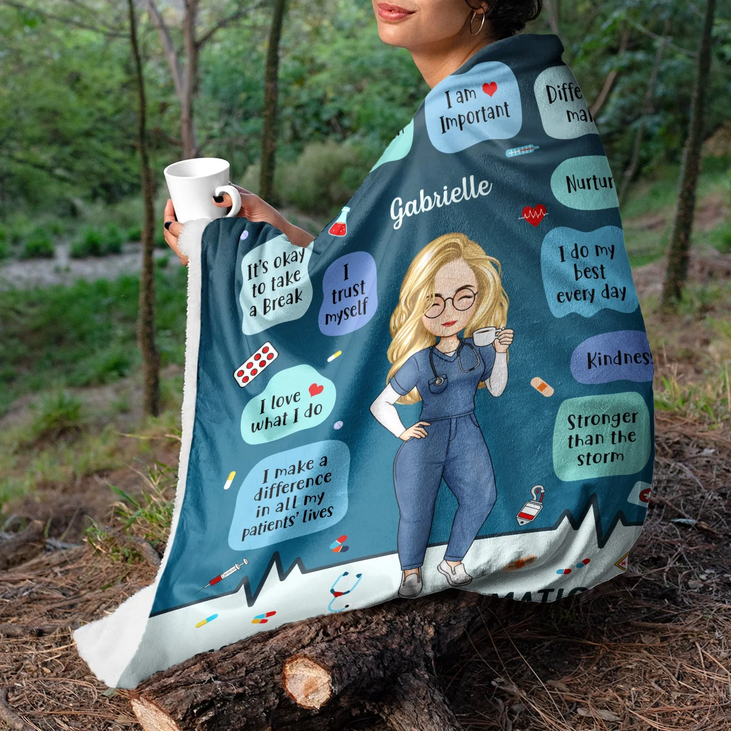 Nurse Daily Affirmation - Gift For Nurse - Personalized Fleece Blanket - Image 3