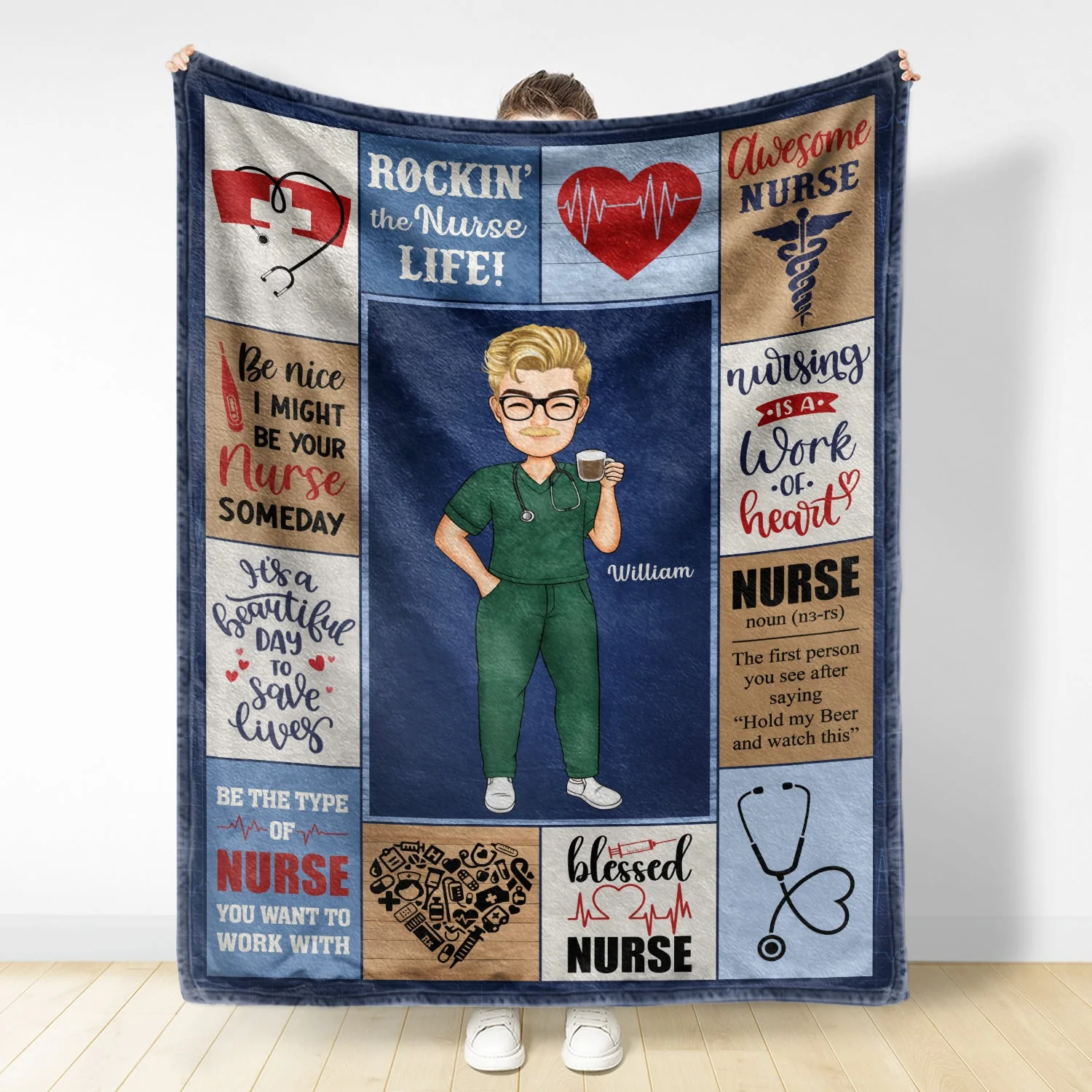Nurse Daily It's A Beautiful Day - Gift For Nurse - Personalized Fleece Blanket - Image 2