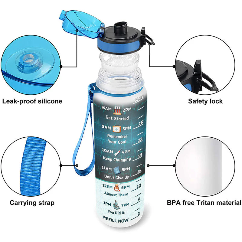 Nurse Drink Water & Stab People - Personalized Custom Water Tracker Bottle - Image 4