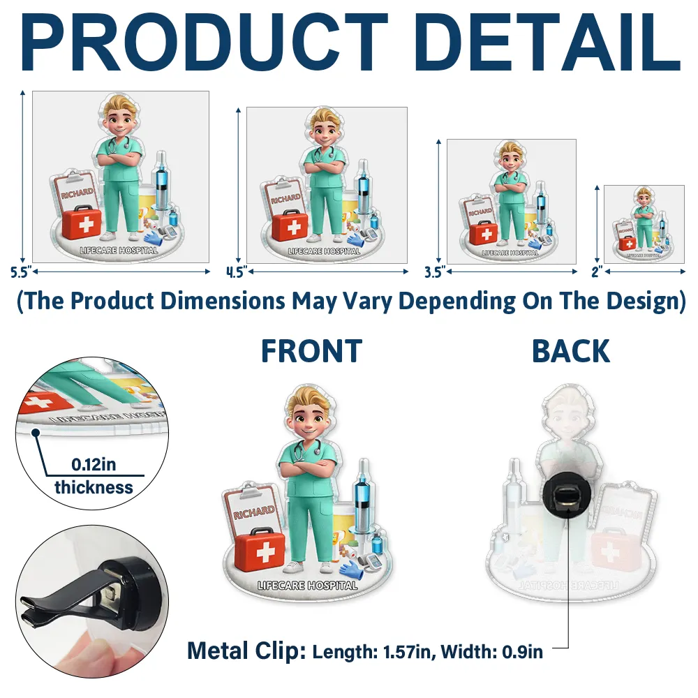 Nurse Happy On The Road - Personalized Acrylic Car Vent Clip - Image 5