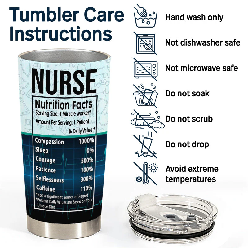 Nurse Nutrition Facts - Gift For Nurses - Personalized Custom Tumbler - Image 5