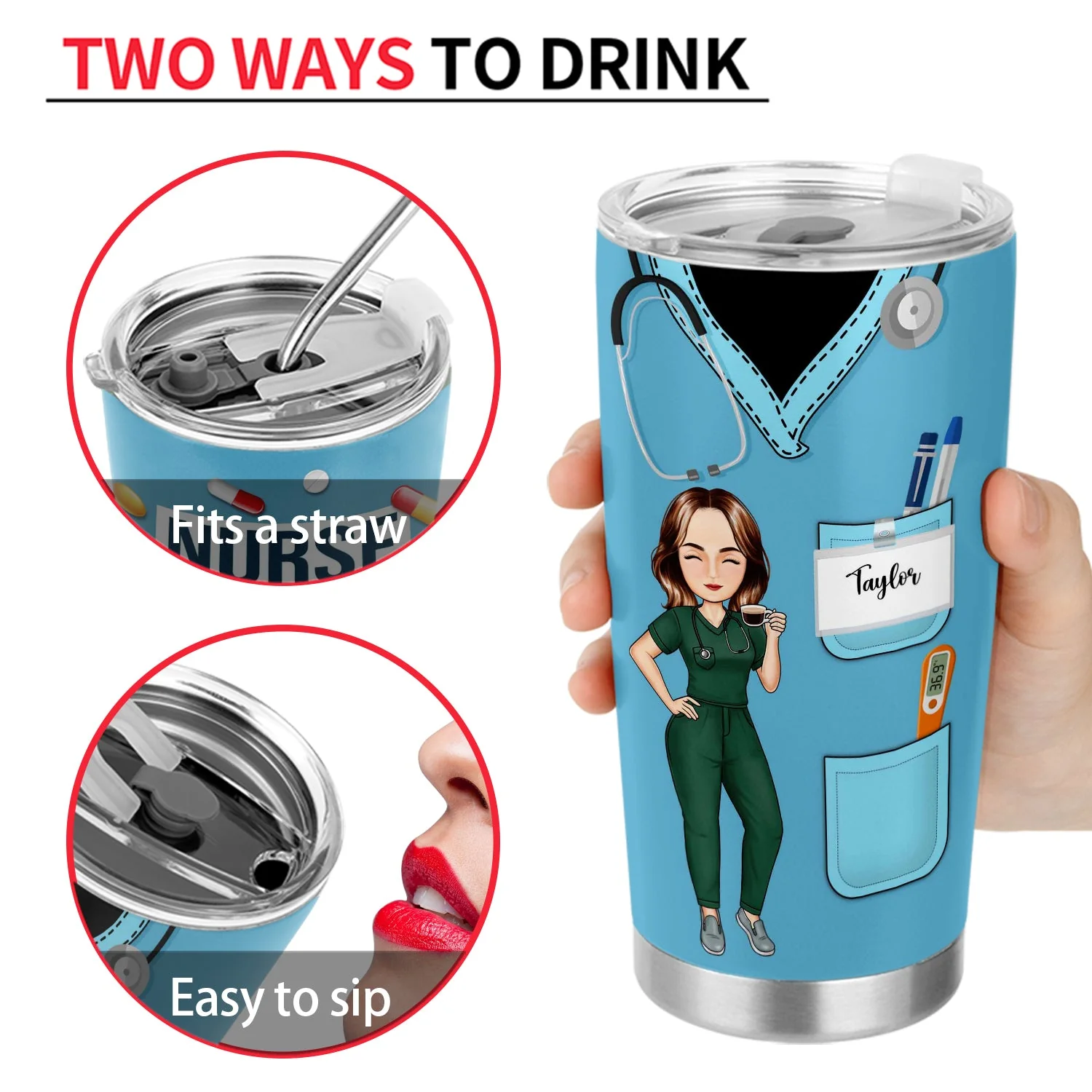 Nurse Nutrition Facts New Version - Gift For Nurses - Personalized Tumbler - Image 4