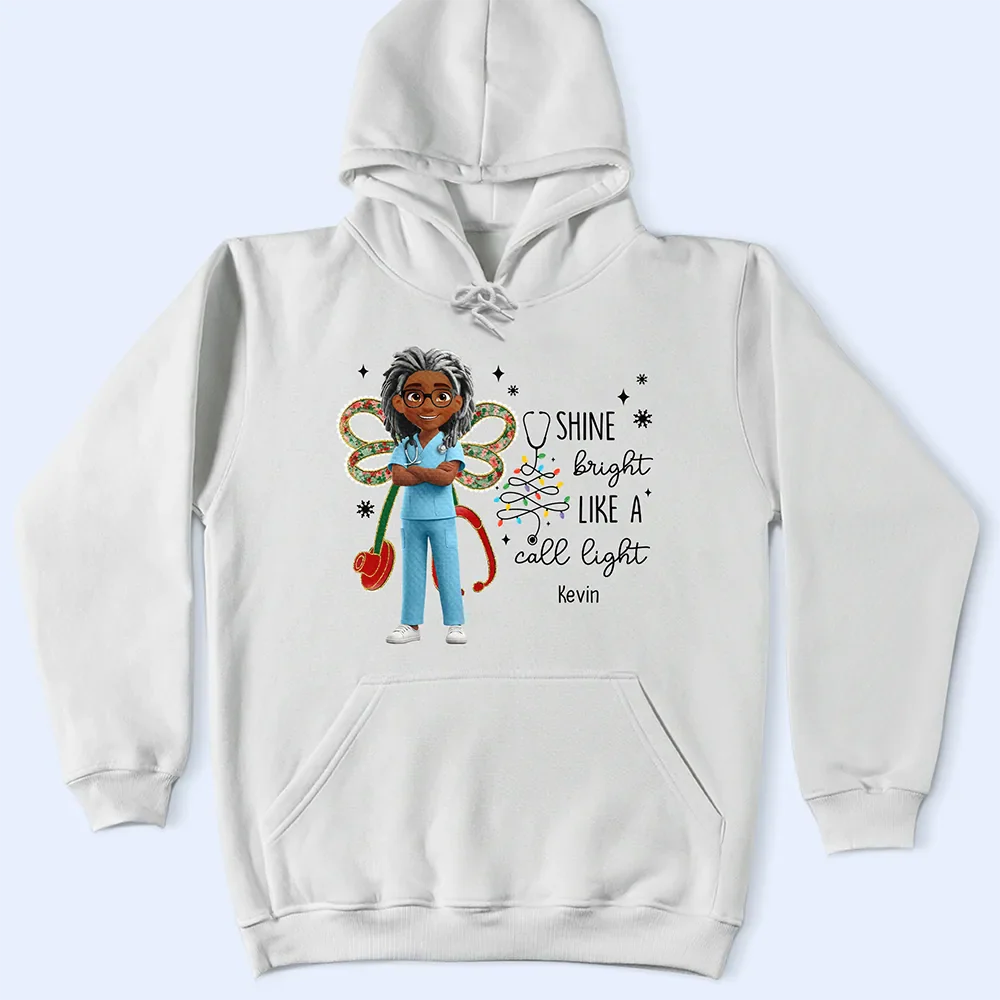 Nurse Shine Bright Like a Call Light - Personalized T Shirt - Image 4