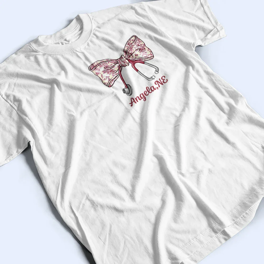 Nurse Toile Bow Coquette - Personalized T Shirt - Image 3