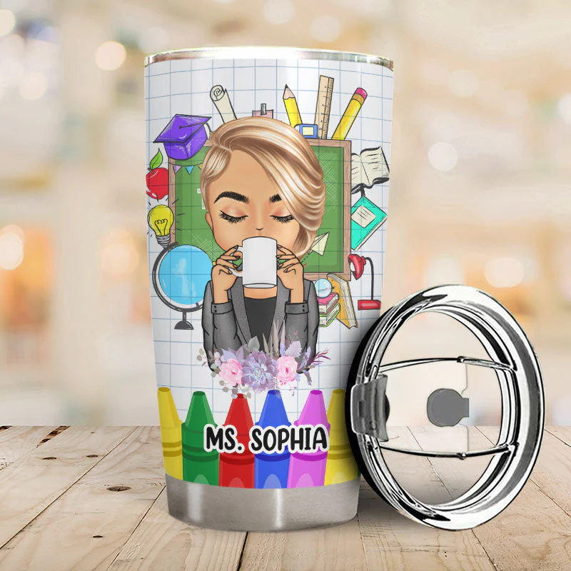 Nutrition Fact Teacher Gift - Personalized Custom Tumbler - Image 2