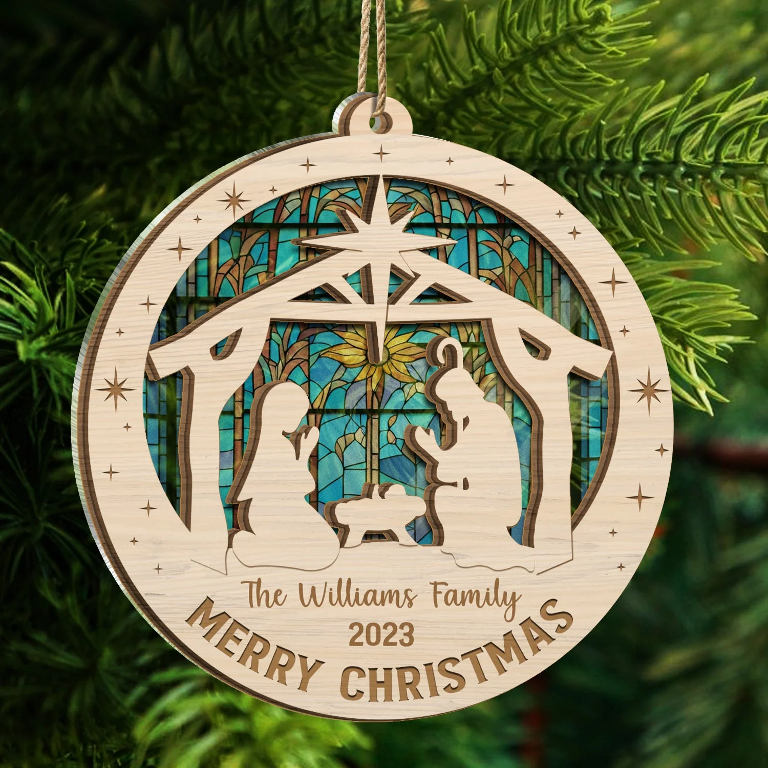 O Holy Night - Christmas, Family Gift - Personalized Suncatcher Ornament - Image 3