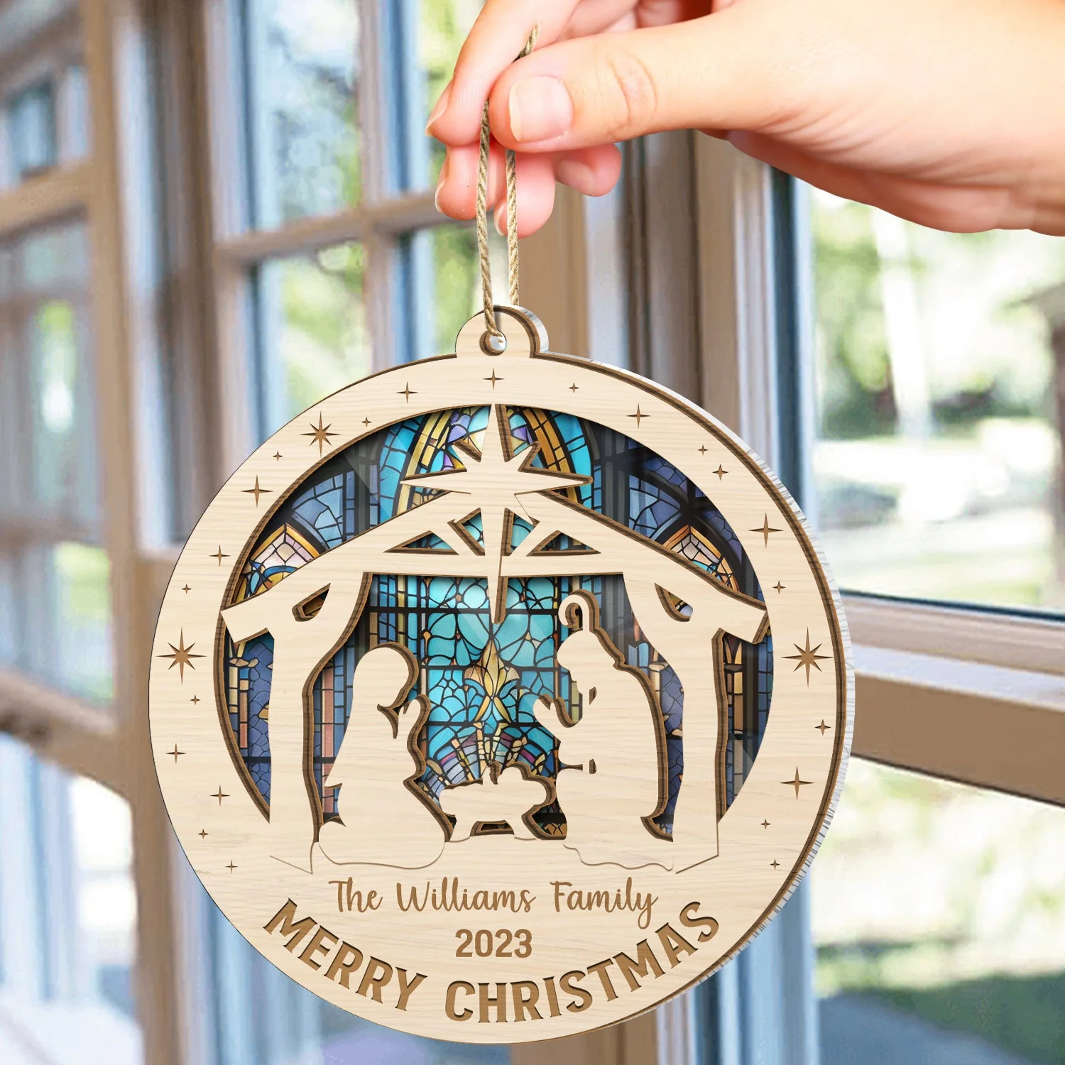 O Holy Night - Christmas, Family Gift - Personalized Suncatcher Ornament - Image 4