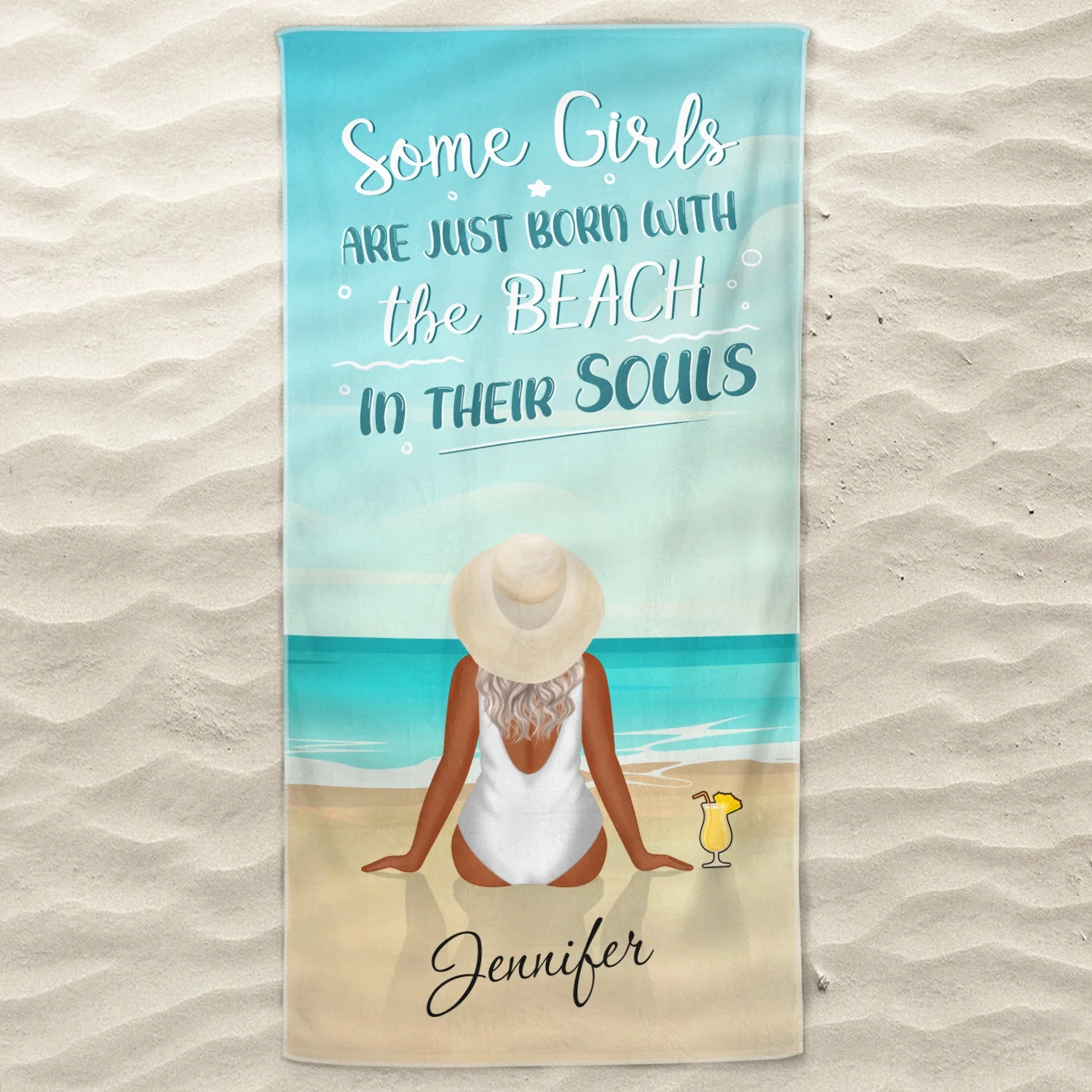 Ocean Air Salty Hair - Gift For Women Who Love The Beach - Personalized Custom Beach Towel - Image 3