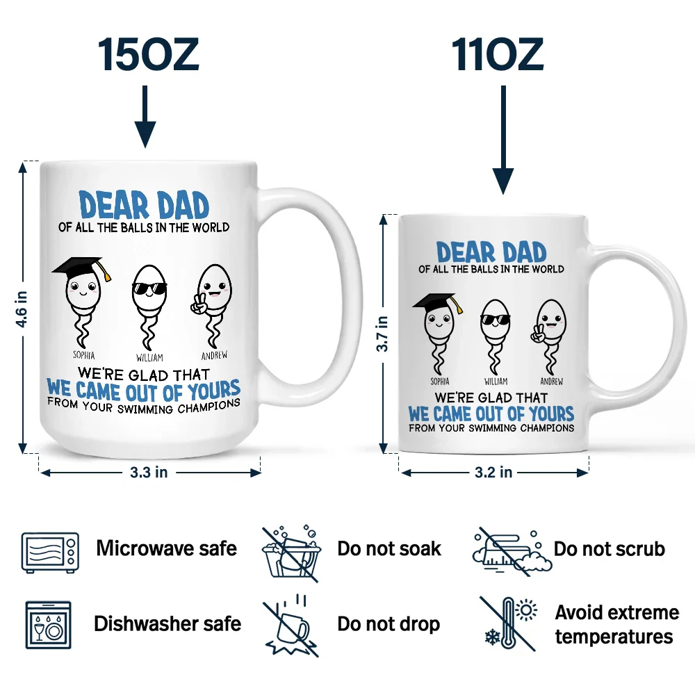 Of All The Balls In The World - Funny Gift For Dad, Father, Grandpa - Personalized Mug - Image 4