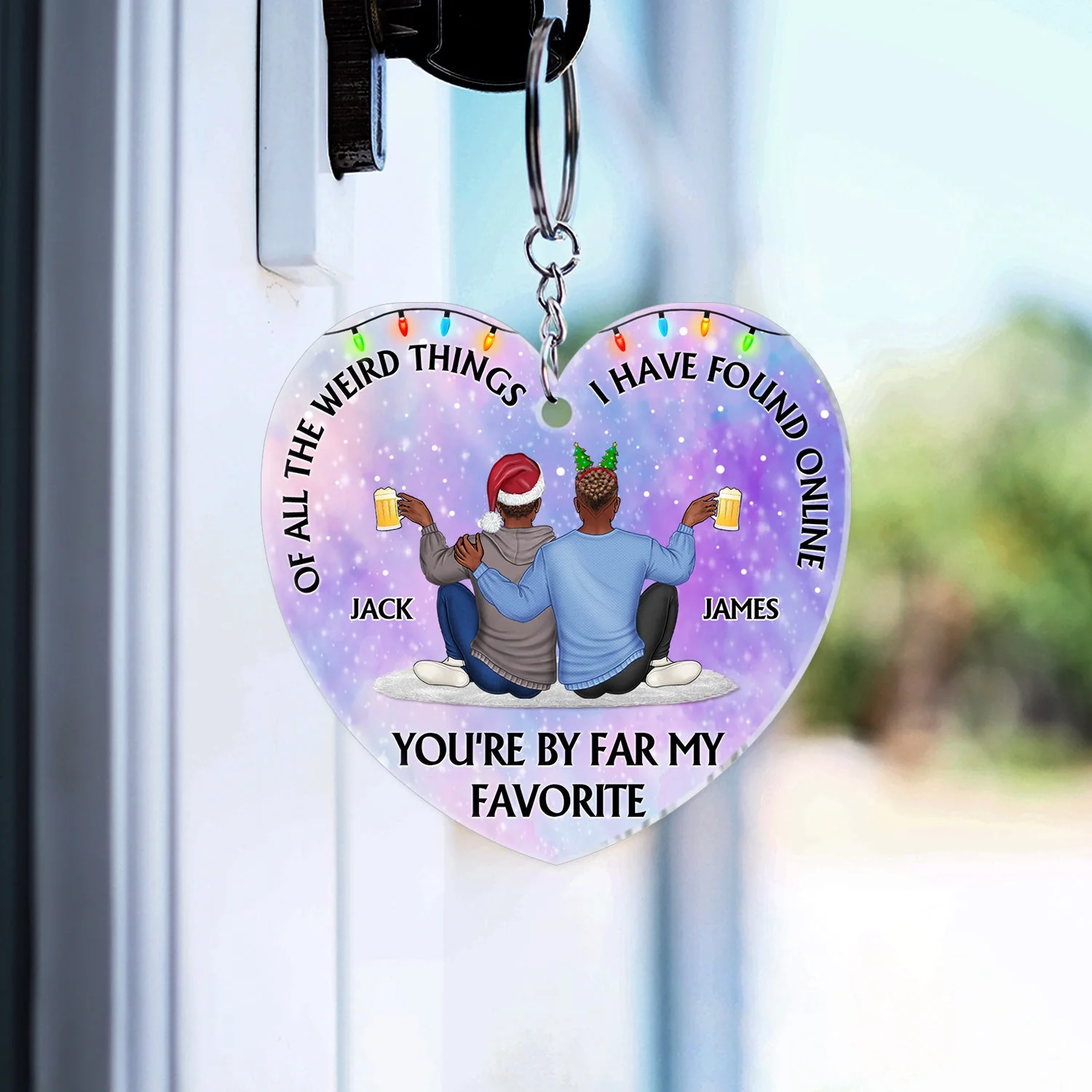 Of All The Weird Things - Anniversary, Loving Gift For Couples, Husband, Wife - Personalized Acrylic Keychain - Image 3