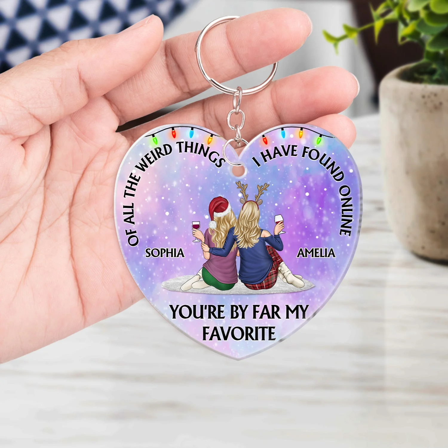 Of All The Weird Things - Anniversary, Loving Gift For Couples, Husband, Wife - Personalized Acrylic Keychain - Image 4