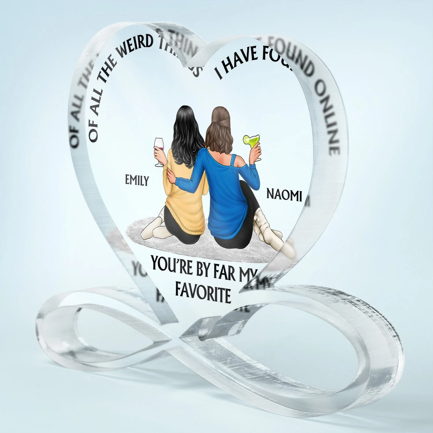 Of All The Weird Things - Anniversary, Loving Gift For Spouse, Couples, Husband, Wife - Personalized Heart Infinity Shaped Acrylic Plaque - Image 2