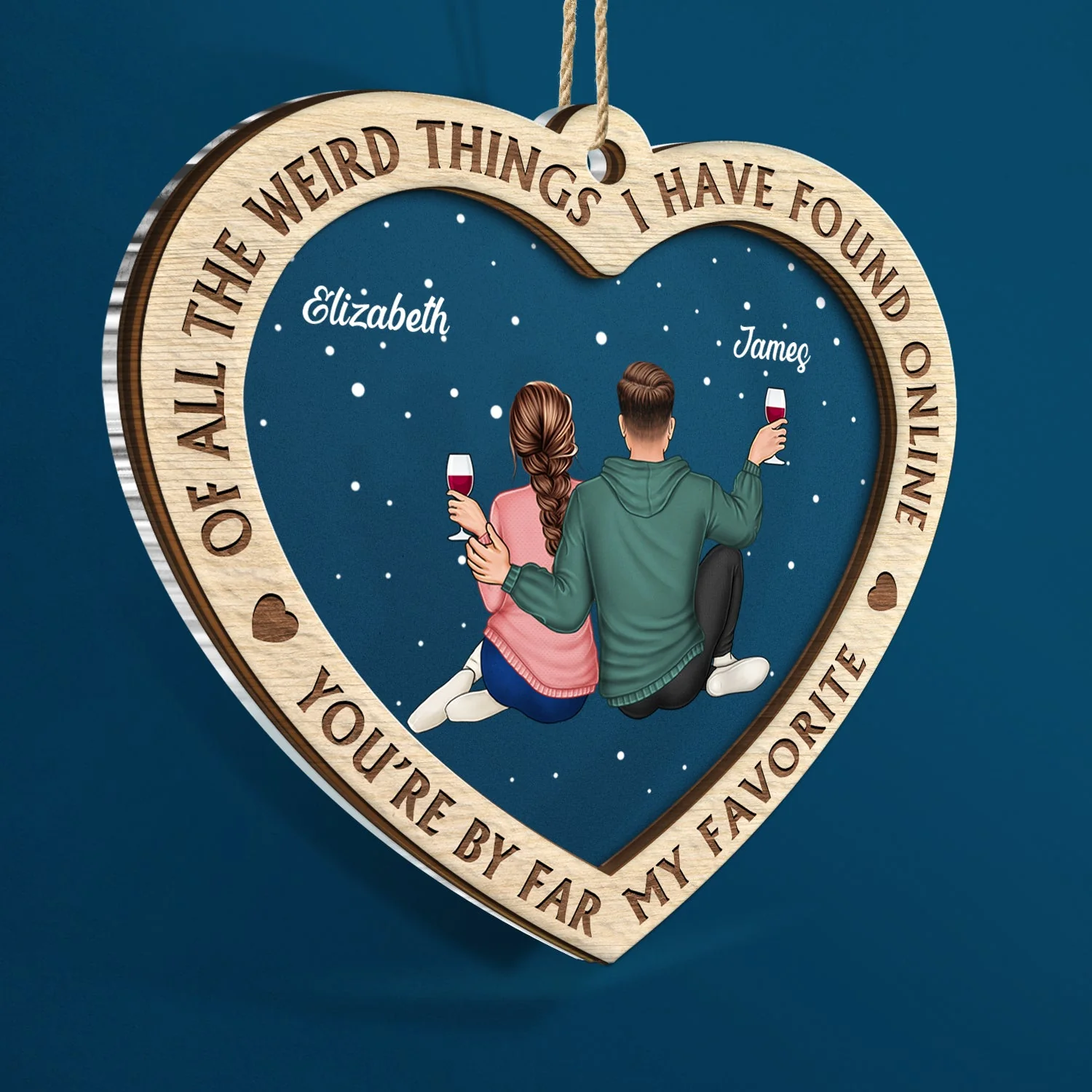 Of All The Weird Things - Christmas Gift For Couples, Husband, Wife - Personalized 2-Layered Mix Ornament - Image 2