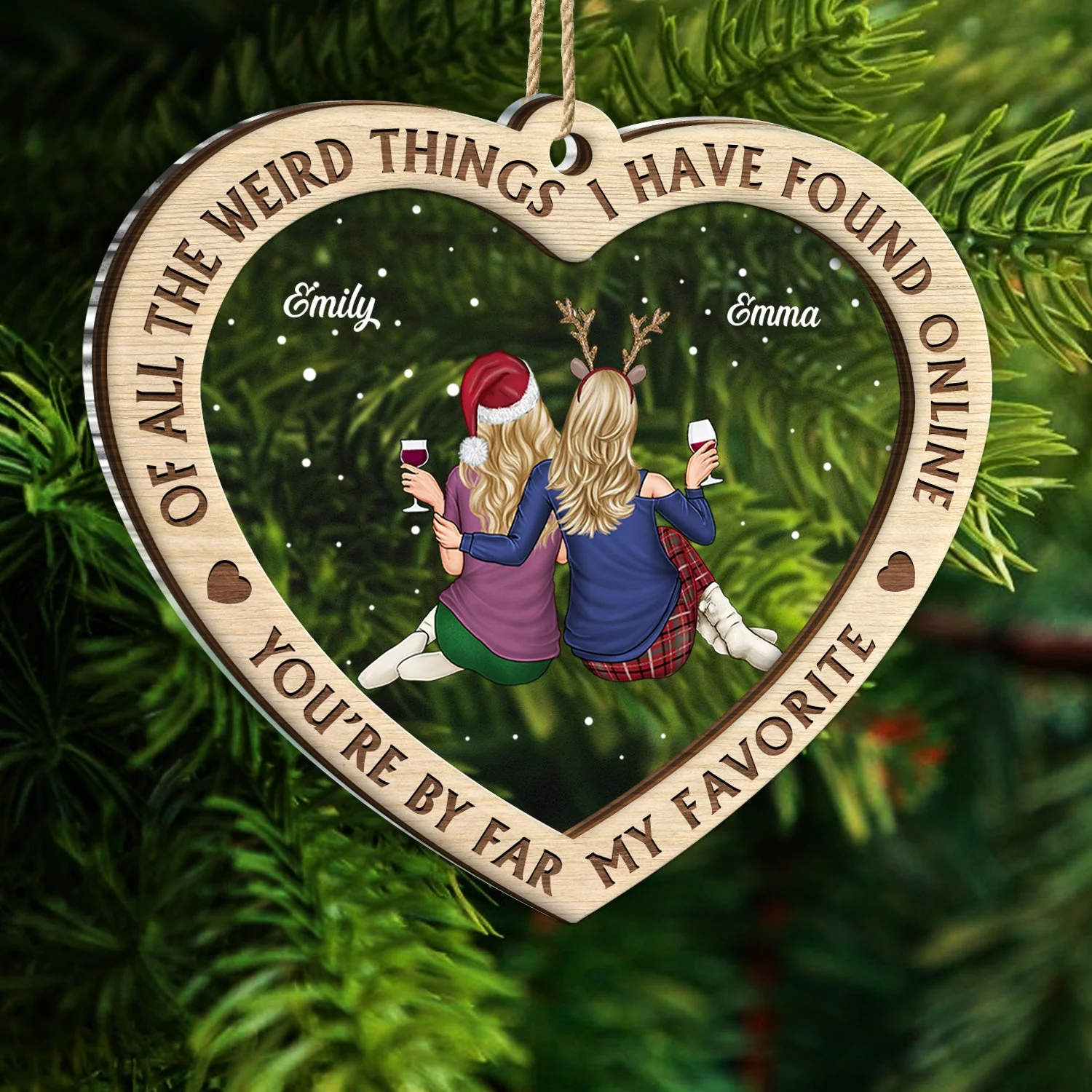 Of All The Weird Things - Christmas Gift For Couples, Husband, Wife - Personalized 2-Layered Mix Ornament - Image 5