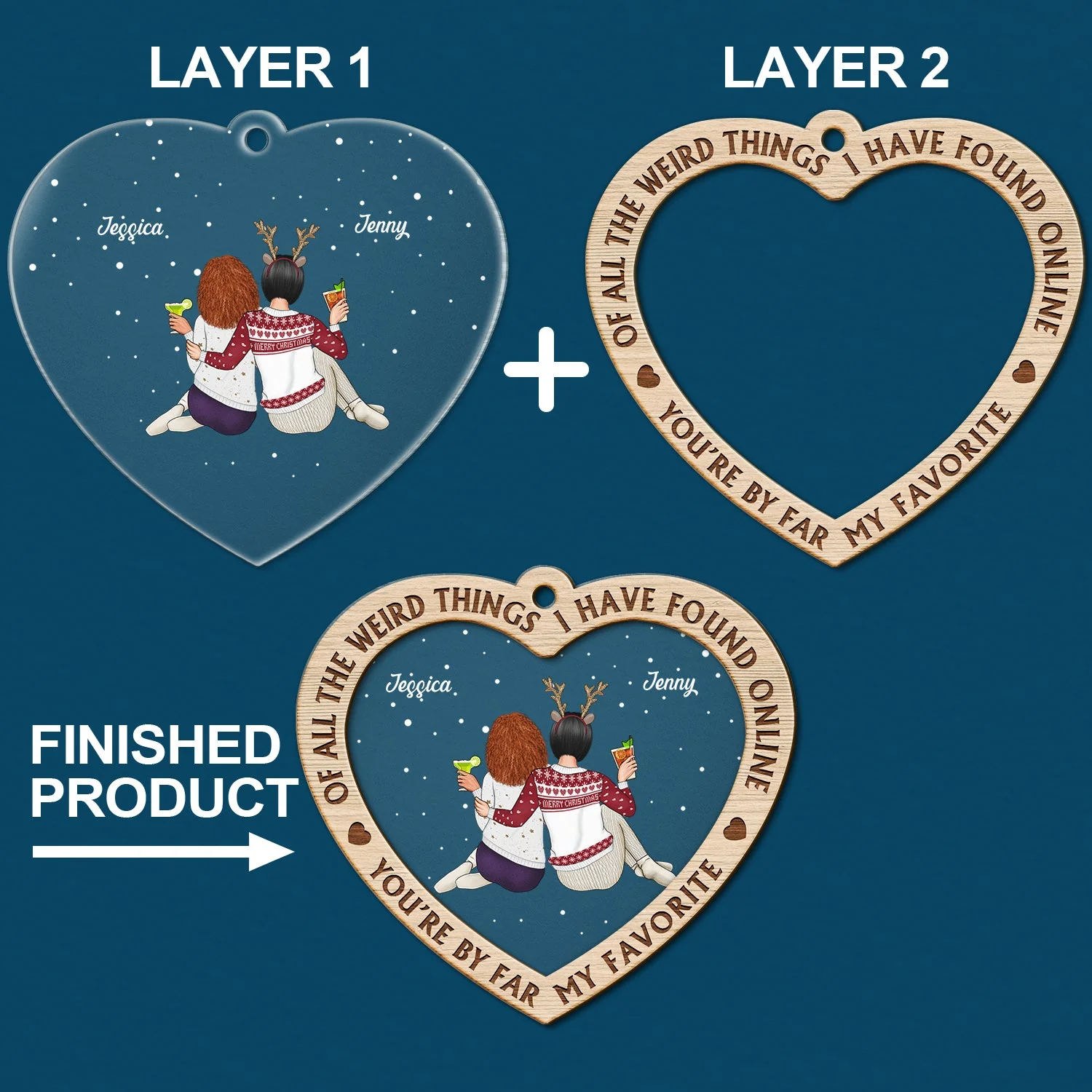 Of All The Weird Things - Christmas Gift For Couples, Husband, Wife - Personalized 2-Layered Mix Ornament - Image 6
