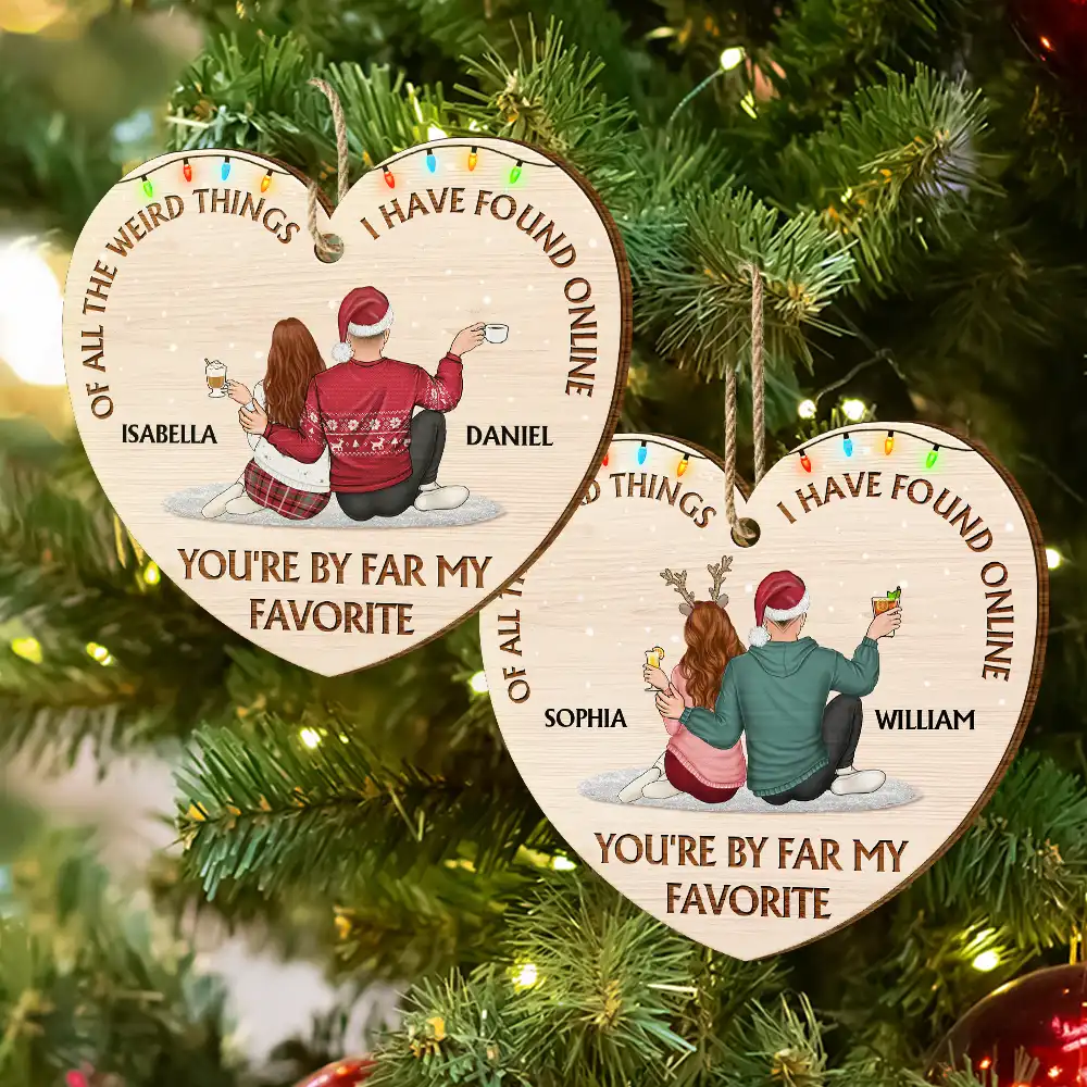 Of All The Weird Things - Christmas Gift For Couples, Husband, Wife - Personalized Custom Shaped Wooden Ornament - Image 6