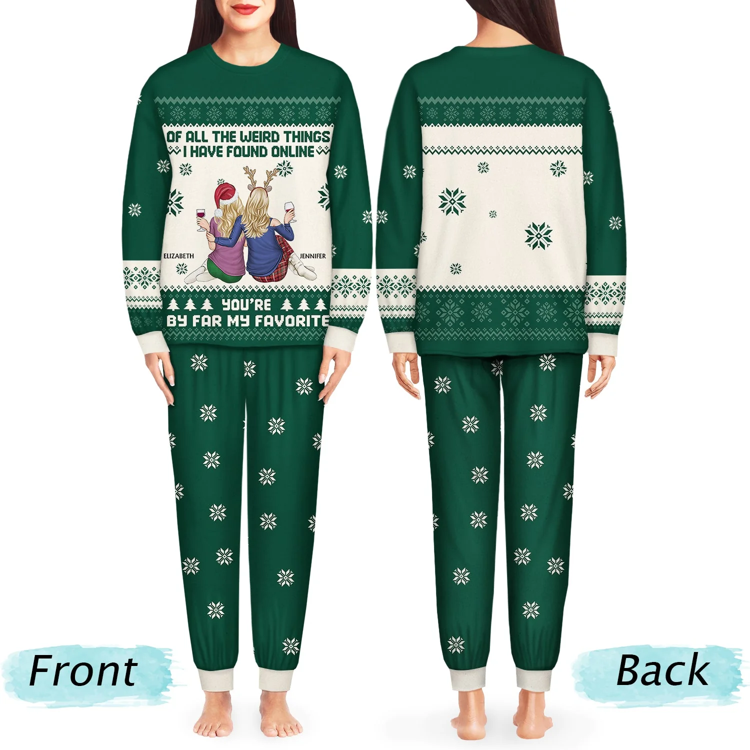 Of All The Weird Things - Christmas Gift For Couples, Husband, Wife - Personalized Unisex Pajamas Set - Image 3