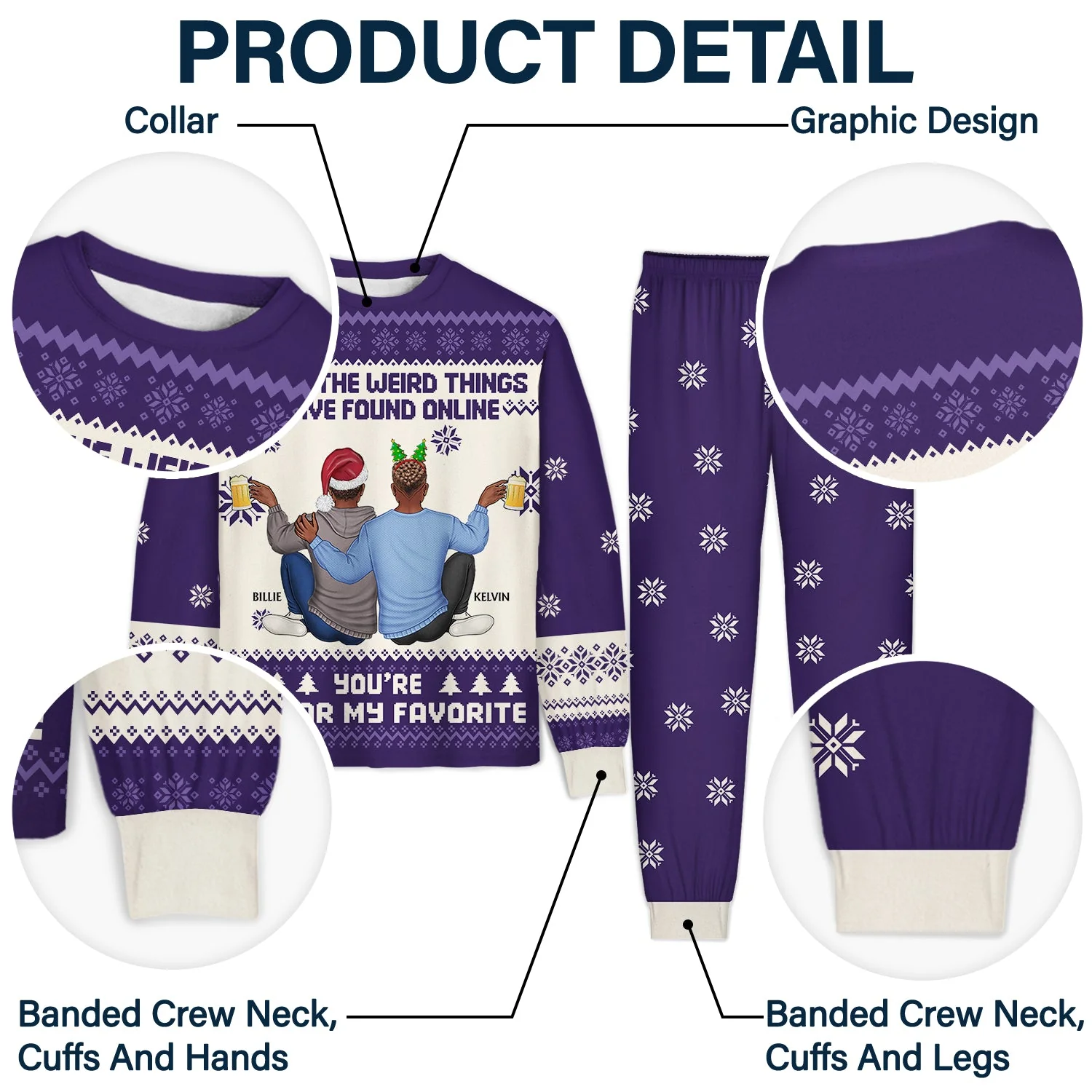 Of All The Weird Things - Christmas Gift For Couples, Husband, Wife - Personalized Unisex Pajamas Set - Image 4