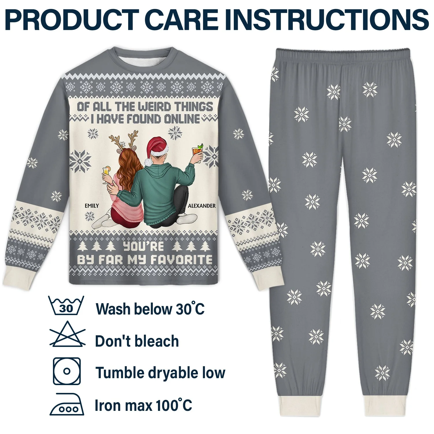 Of All The Weird Things - Christmas Gift For Couples, Husband, Wife - Personalized Unisex Pajamas Set - Image 5