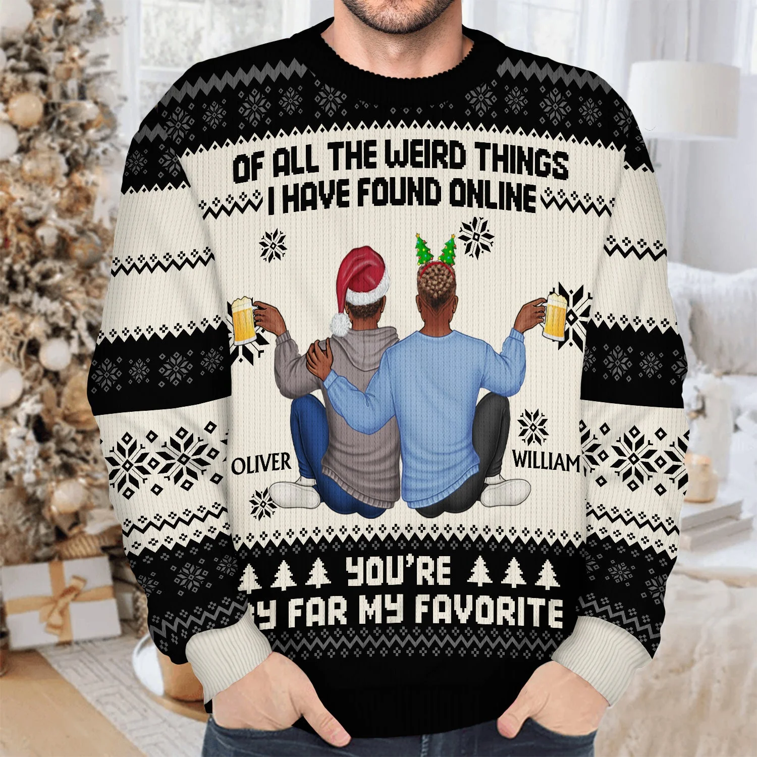Of All The Weird Things - Christmas Gift For Couples, Husband, Wife - Personalized Unisex Ugly Sweater - Image 4