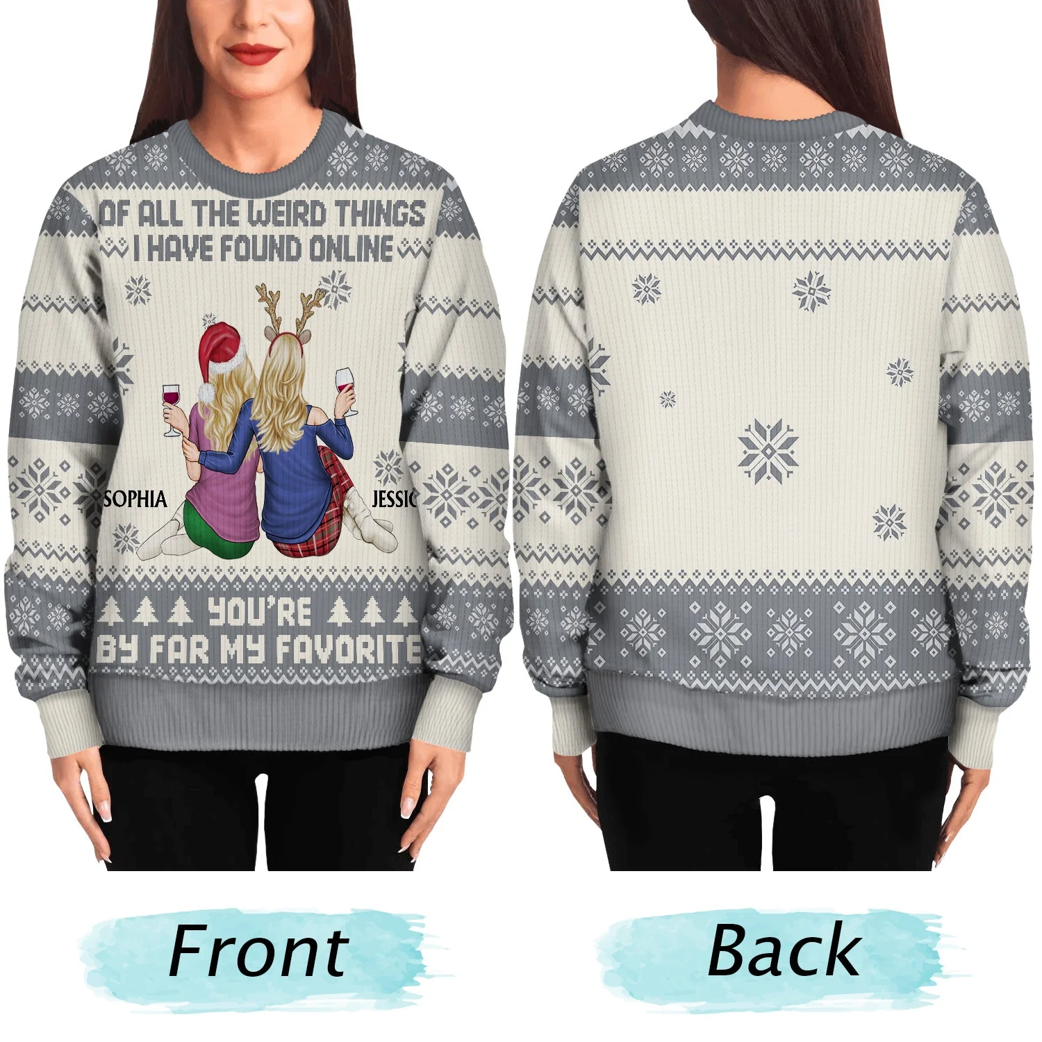 Of All The Weird Things - Christmas Gift For Couples, Husband, Wife - Personalized Unisex Ugly Sweater - Image 5
