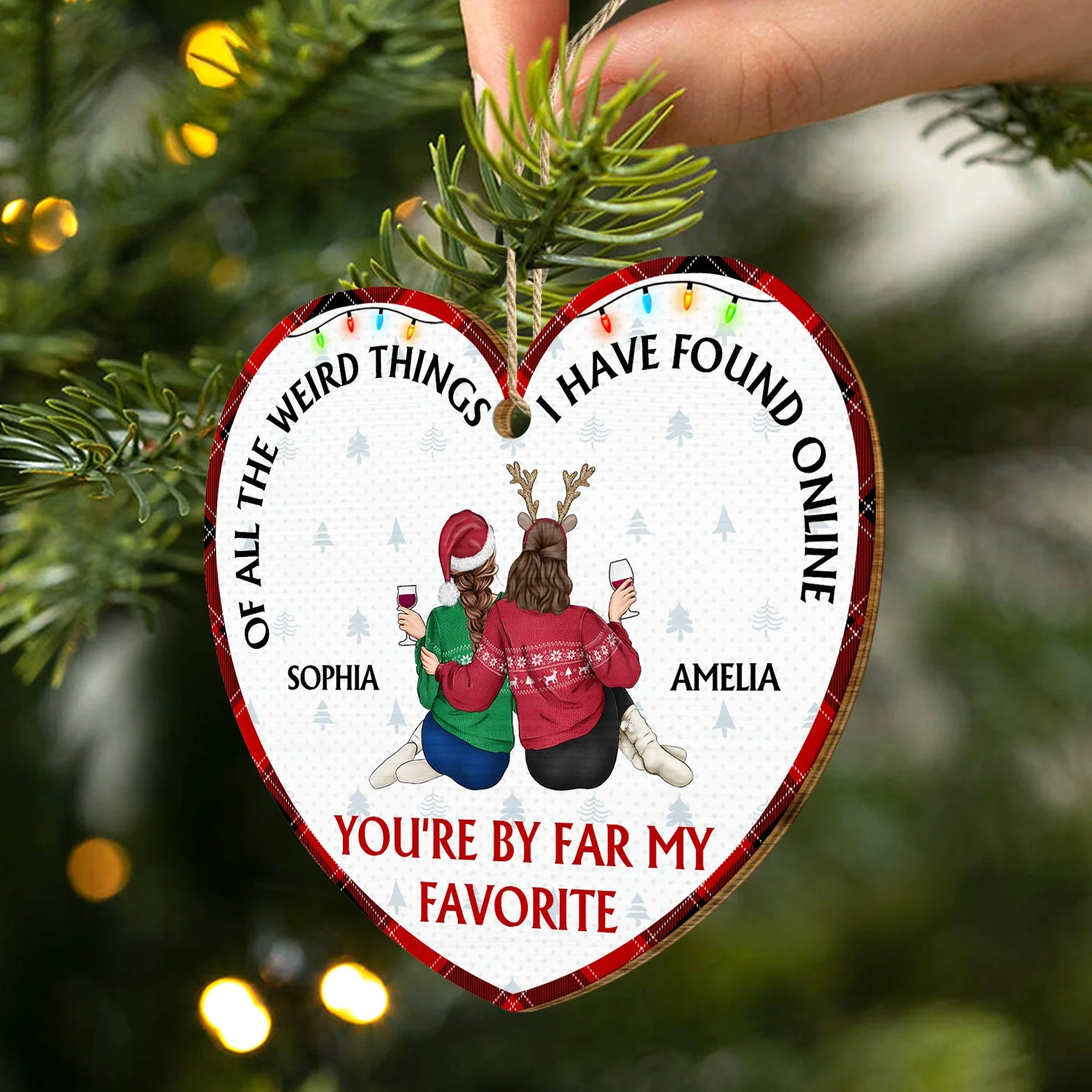 Of All The Weird Things - Christmas Gift For Couples, Wife, Husband - Personalized Custom Shaped Wooden Ornament - Image 2