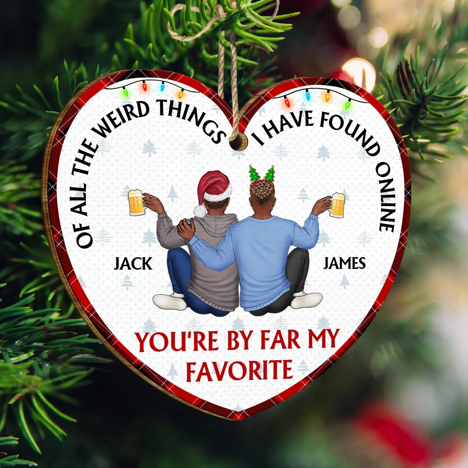 Of All The Weird Things - Christmas Gift For Couples, Wife, Husband - Personalized Custom Shaped Wooden Ornament - Image 3