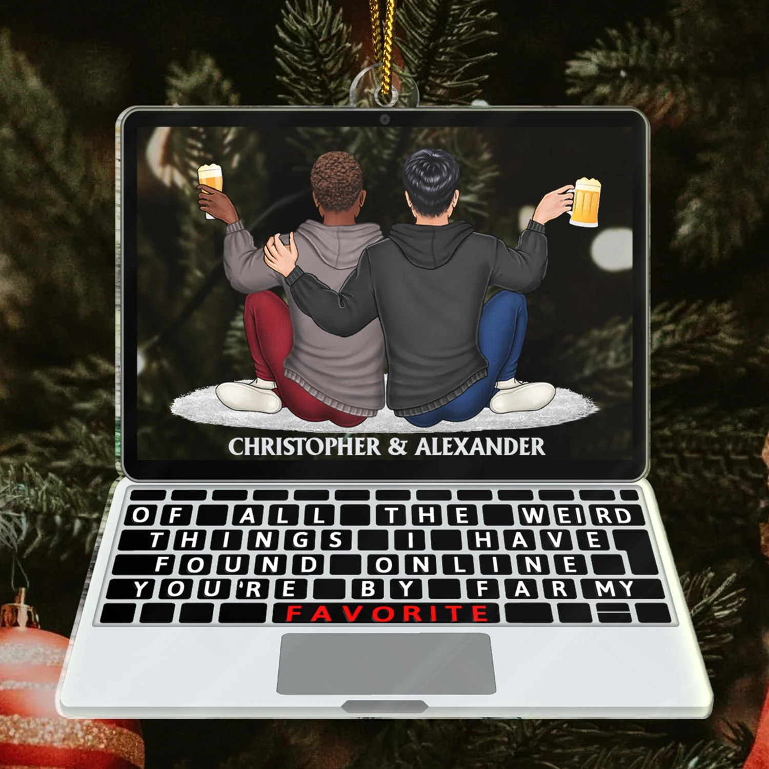 Of All The Weird Things - Christmas, Loving, Anniversary Gift For Couple, Spouse, Husband, Wife - Personalized Custom Shaped Acrylic Ornament - Image 3