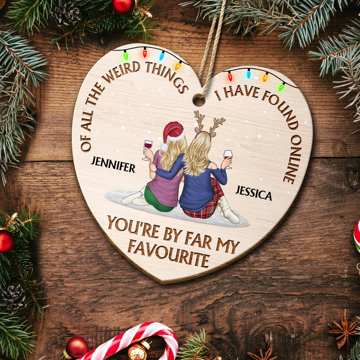 Of All The Weird Things Favourite - Christmas Gift For Couples, Husband, Wife - Personalized Custom Shaped Wooden Ornament - Image 5