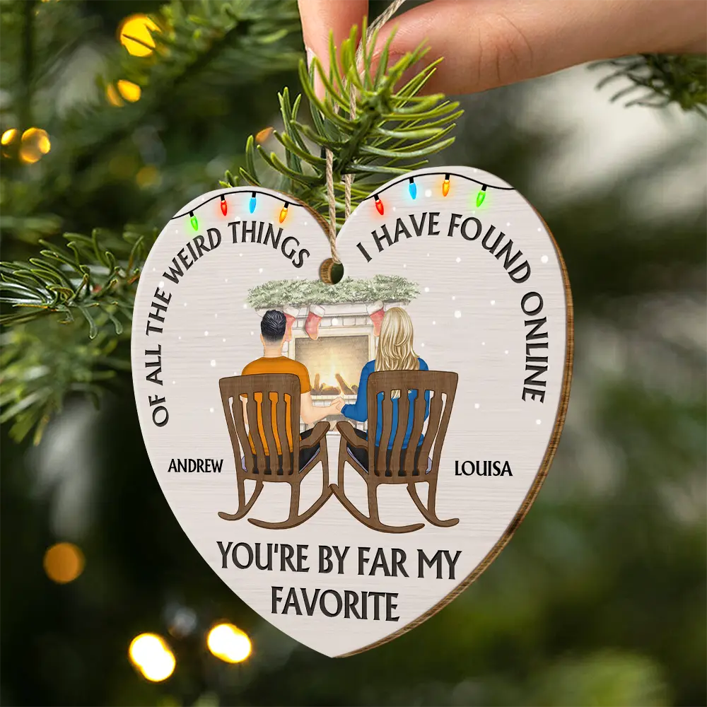 Of All The Weird Things I Have Found Online Christmas Couples - Personalized Custom Shaped Wooden Ornament - Image 2