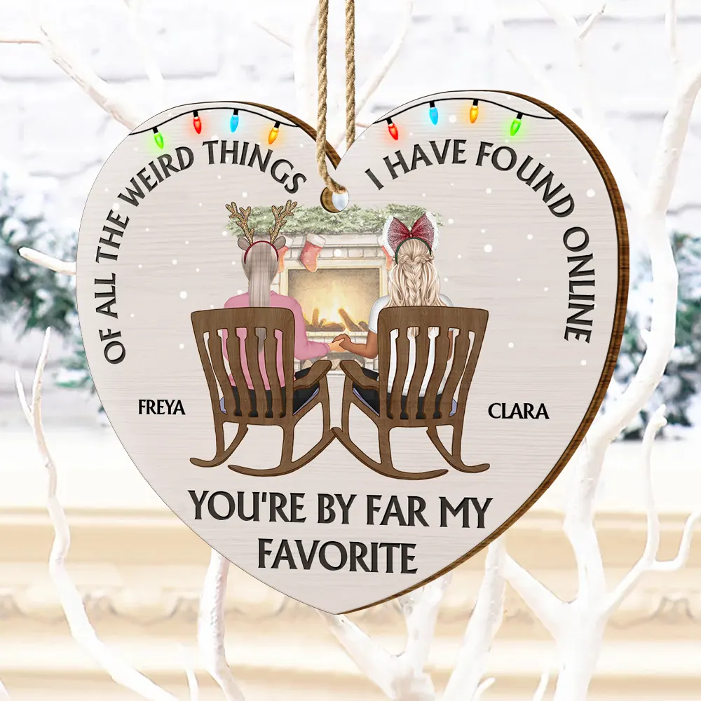 Of All The Weird Things I Have Found Online Christmas Couples - Personalized Custom Shaped Wooden Ornament - Image 4