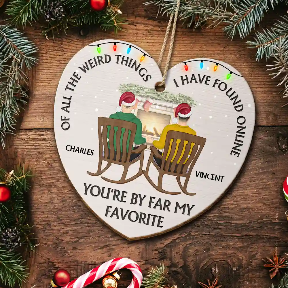 Of All The Weird Things I Have Found Online Christmas Couples - Personalized Custom Shaped Wooden Ornament - Image 5