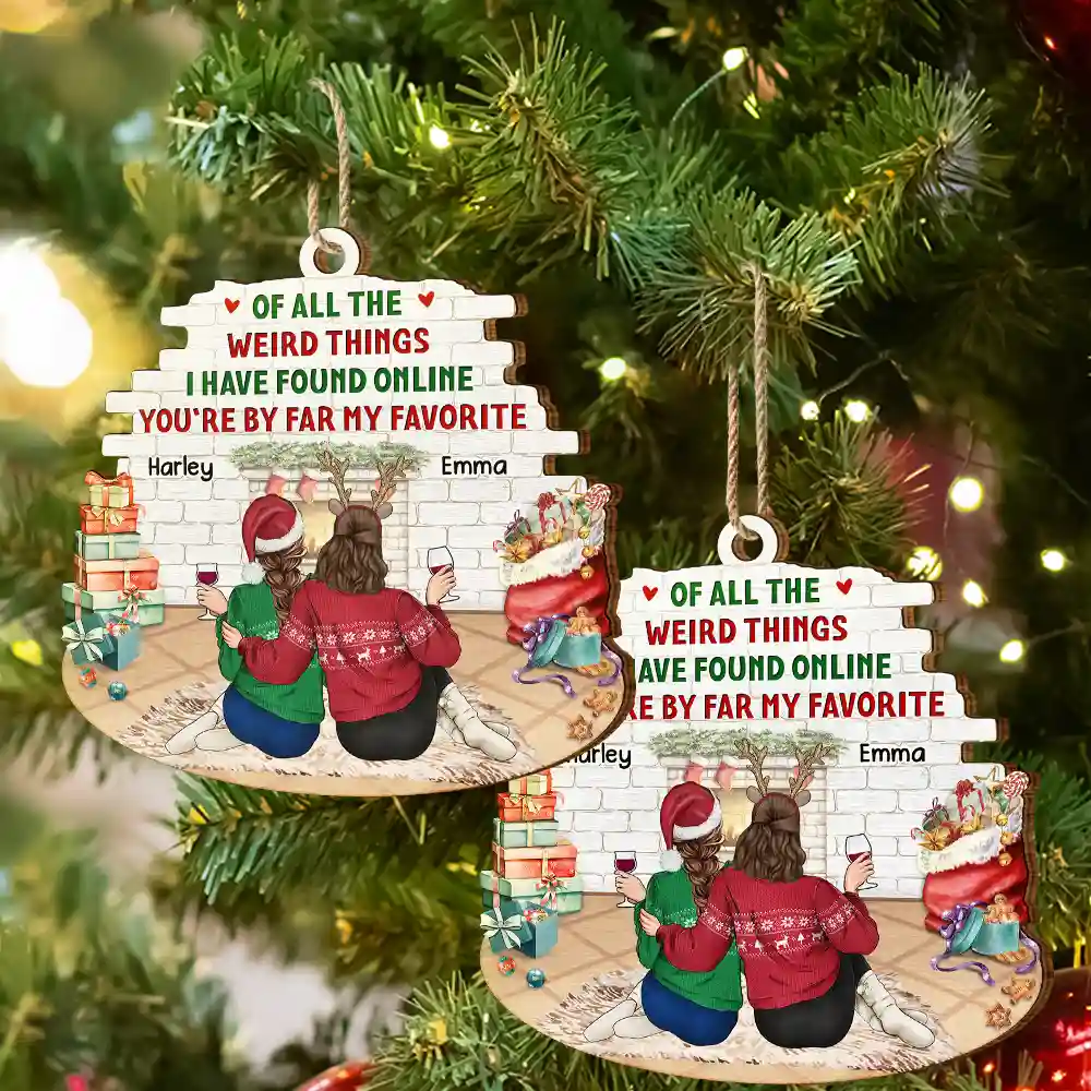 Of All The Weird Things I Have Found Online Couples Christmas - Personalized Custom Shaped Wooden Ornament - Image 6