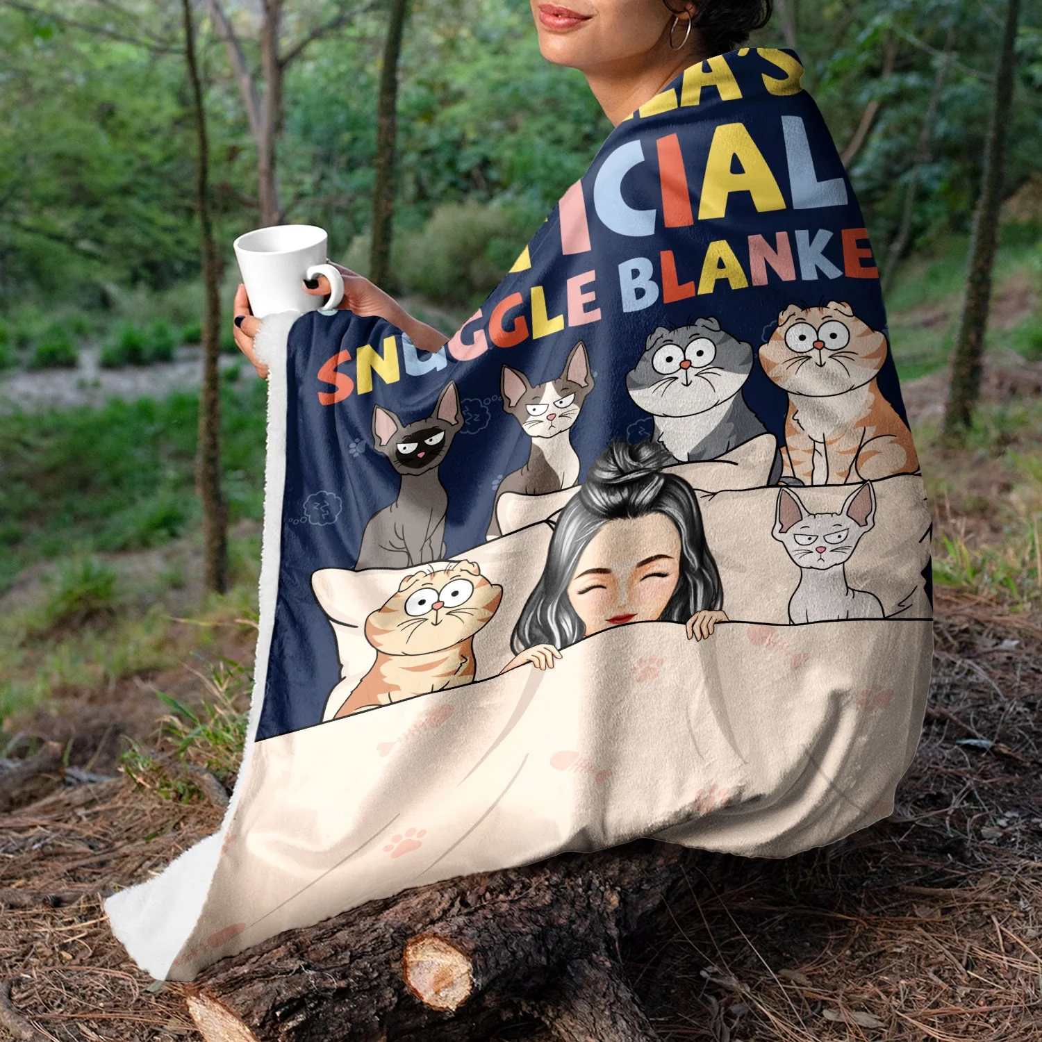 Official Snuggle Blanket Funny Cartoon Cats - Gift For Cat Lovers, Cat Moms - Personalized Fleece Blanket - Image 3