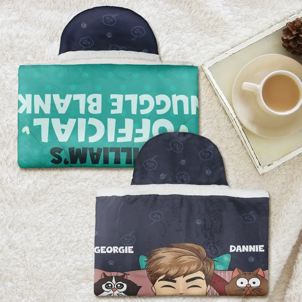 Official Snuggle Nap With Pets Chibi - Personalized Wearable Hooded Blanket - Image 4