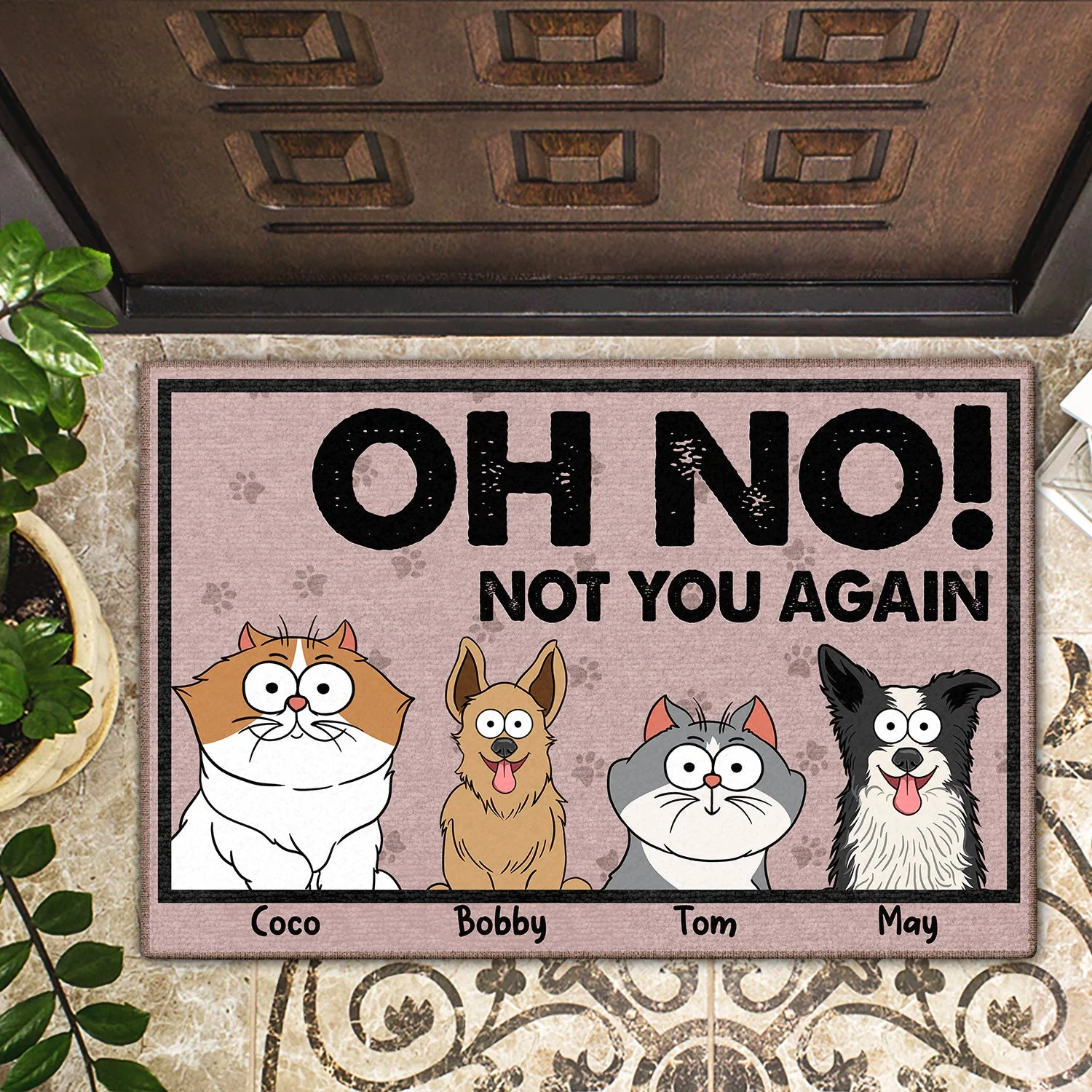 Oh No Not You Again - Birthday, Funny Gift, Decor Item For Dog Lover, Cat Lover, Pet Owner - Personalized Doormat - Image 2