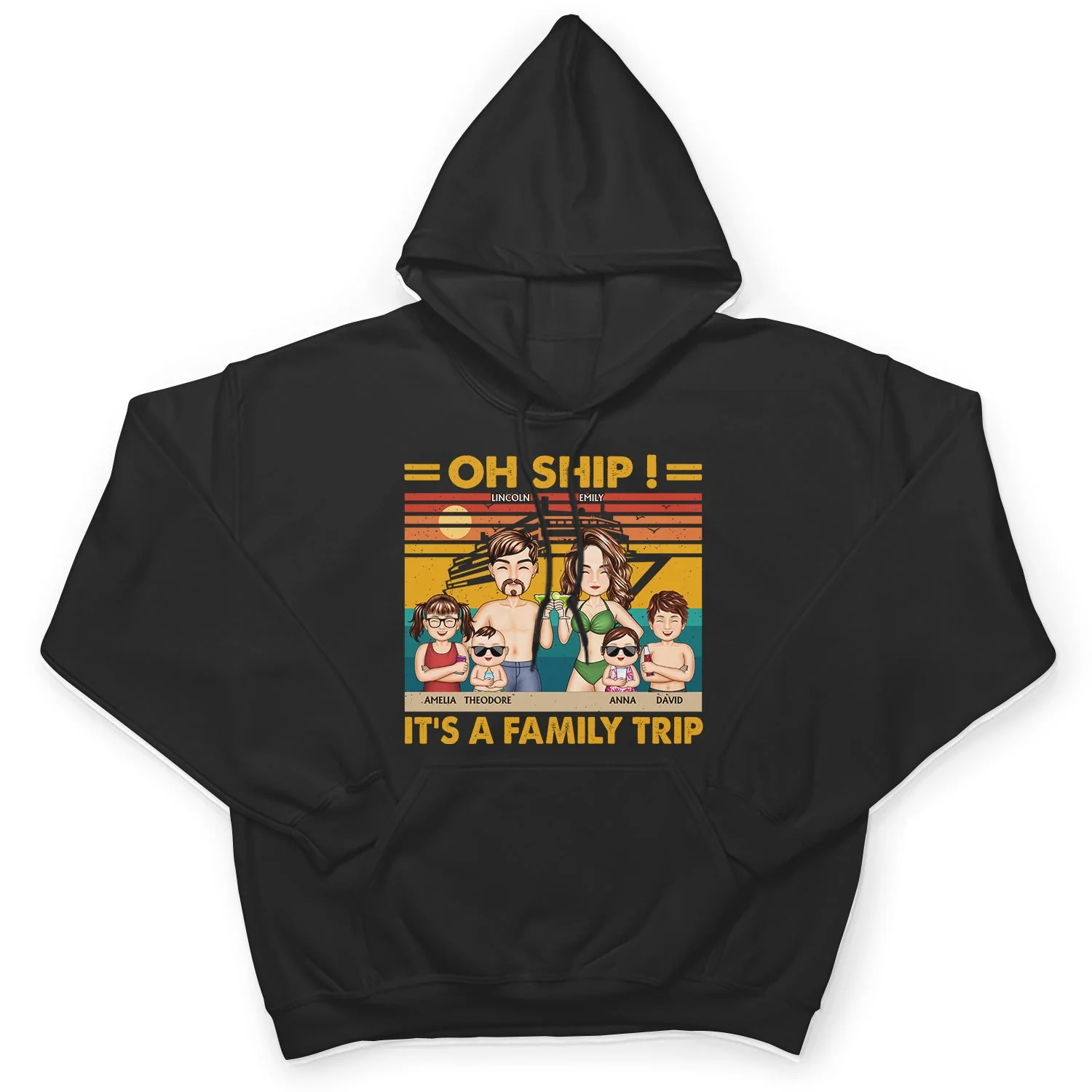 Oh Ship It's A Family Trip Cartoon Traveling Cruising Beach - Funny, Vacation Gift For Husband, Wife, Couples, Dad, Mom - Personalized Custom T Shirt - Image 4