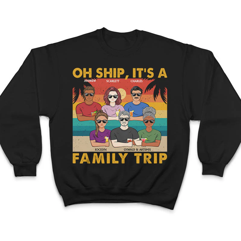 Oh Ship It's A Family Trip Retro Beach - Gift For Parents - Personalized Custom T Shirt - Image 5