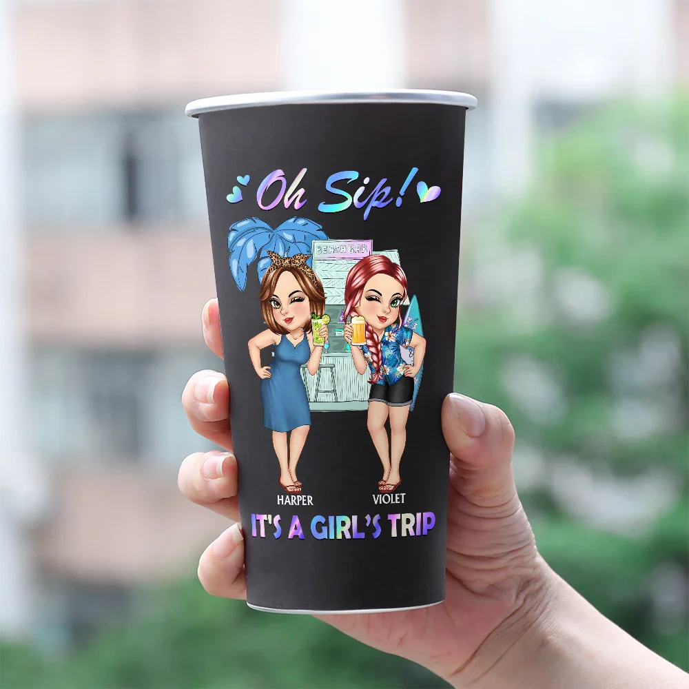 Oh Sip! It's A Girls' Trip Summer - Personalized Aluminum Color Changing Cup - Image 3