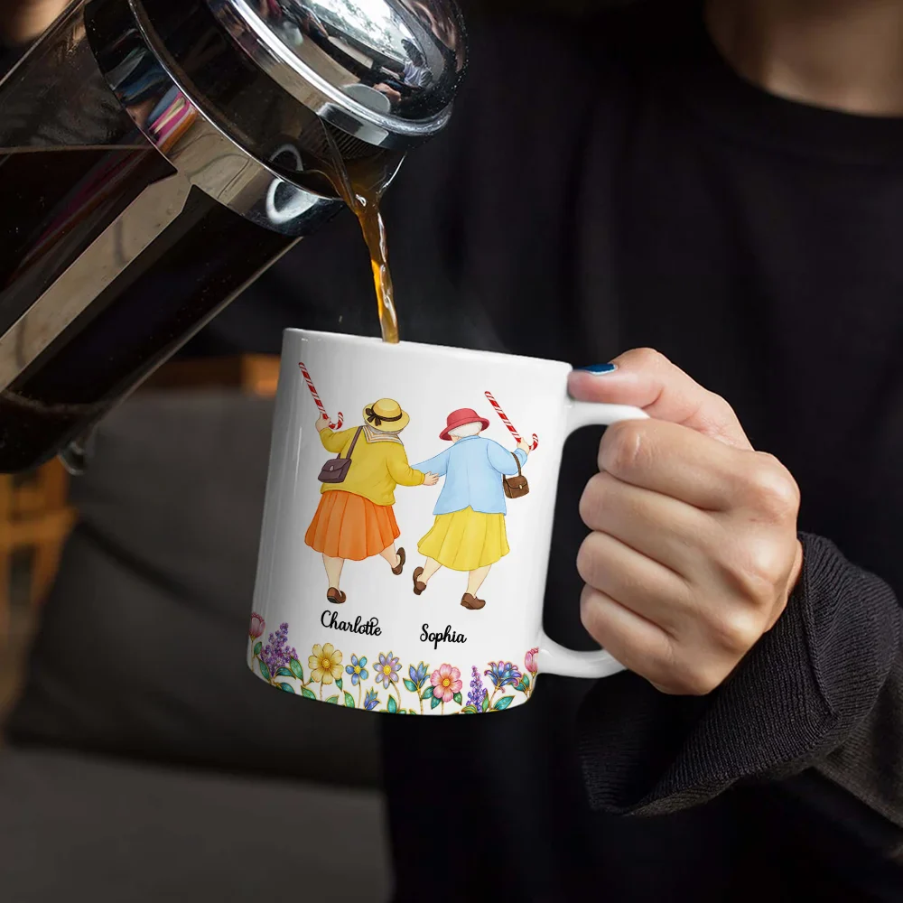 Old Best Friends Because Of You I Laugh A Little Harder - Personalized White Edge-to-Edge Mug - Image 4