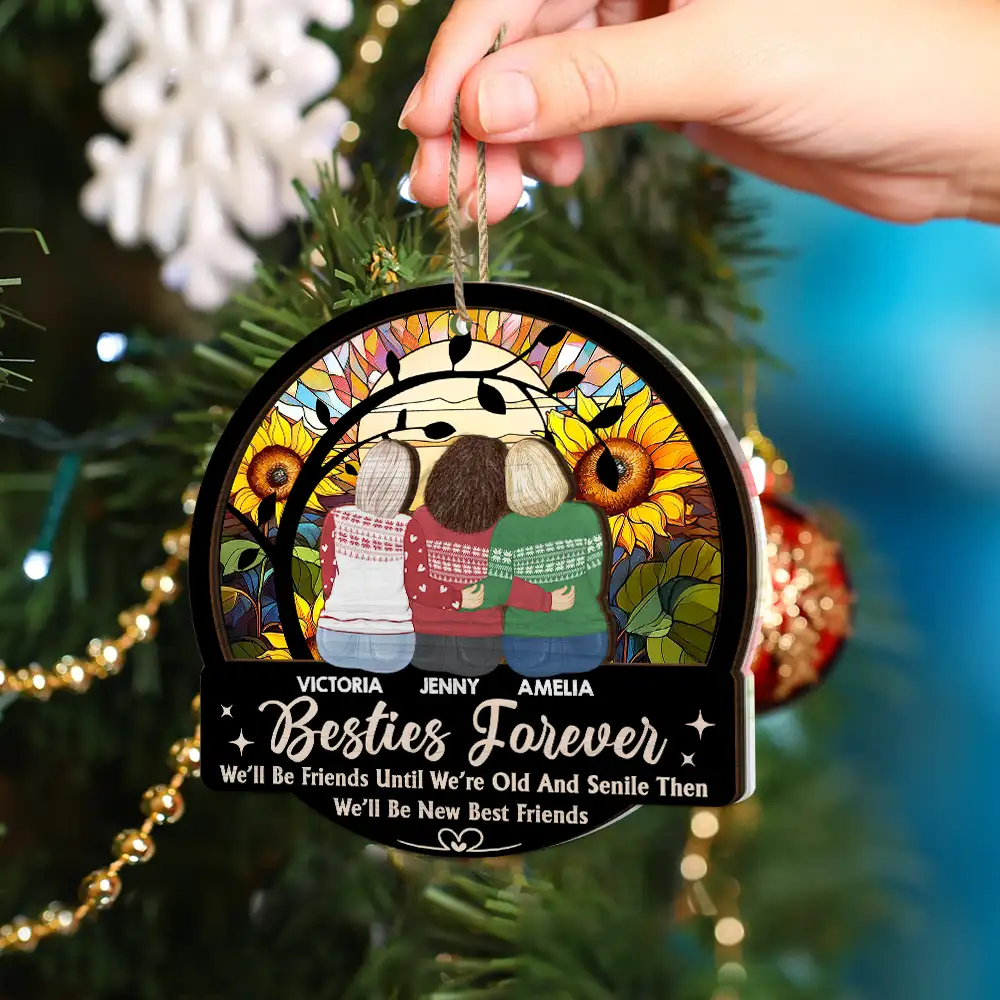 Old Besties Limitless Laugh Countless Memories Endless Friendship - Personalized 2-Layered Mix Ornament - Image 4