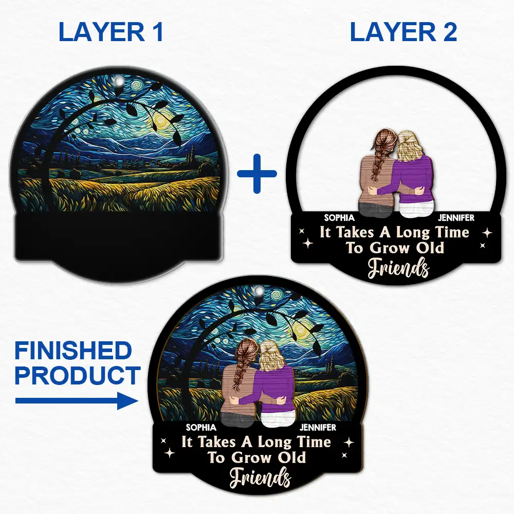 Old Besties Limitless Laugh Countless Memories Endless Friendship - Personalized 2-Layered Mix Ornament - Image 6