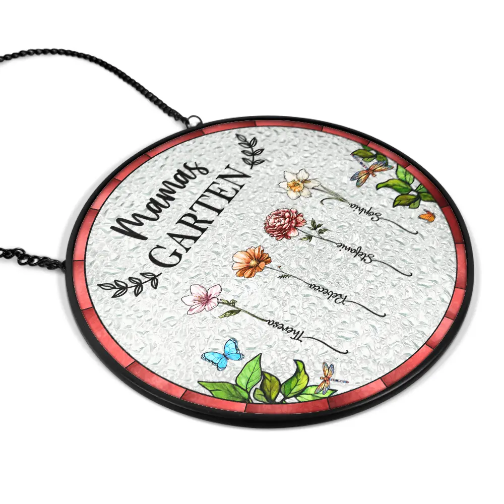 Omas Mamas Garten - Personalisierter Buntglas-Fenster-Sonnenfänger Zum Aufhängen - Image 2