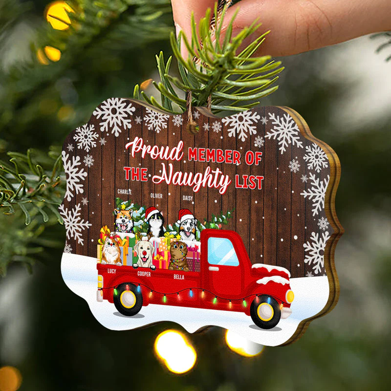 On The Naughty List And Regret Nothing - Funny Christmas Gift For Dog Lovers & Cat Lovers - Personalized Custom Wooden Ornament - Image 2
