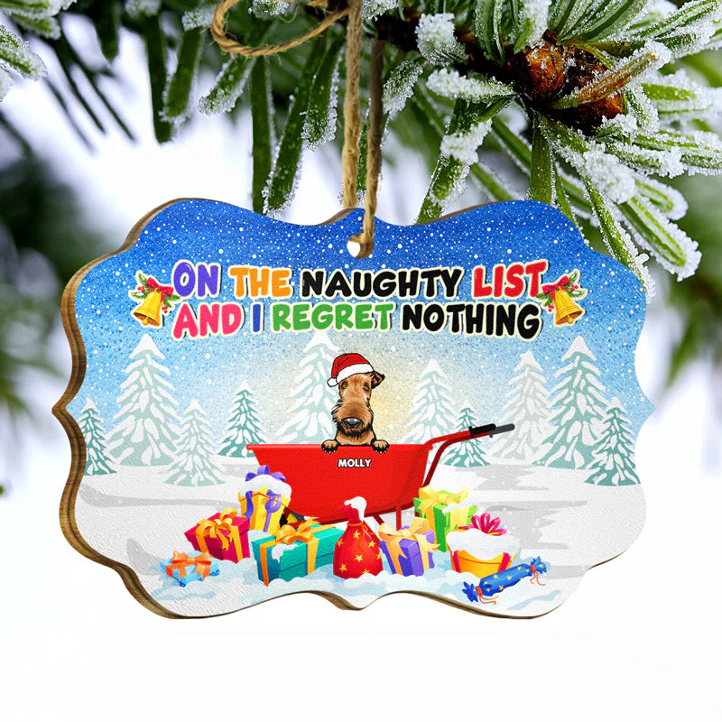 On The Naughty List And We Regret Nothing - Christmas Gift For Cat Dog Lovers - Personalized Wooden Ornament - Image 3