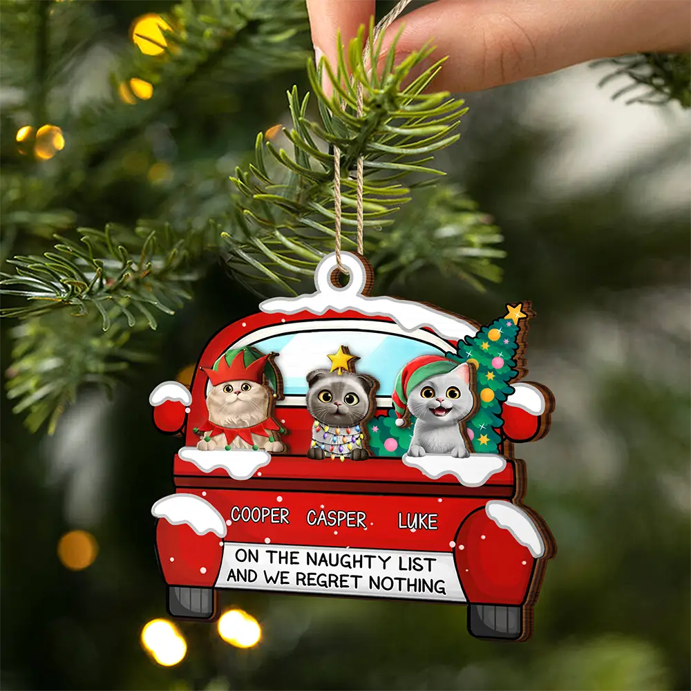 On The Naughty List - Personalized 2-Layered Wooden Ornament - Image 2