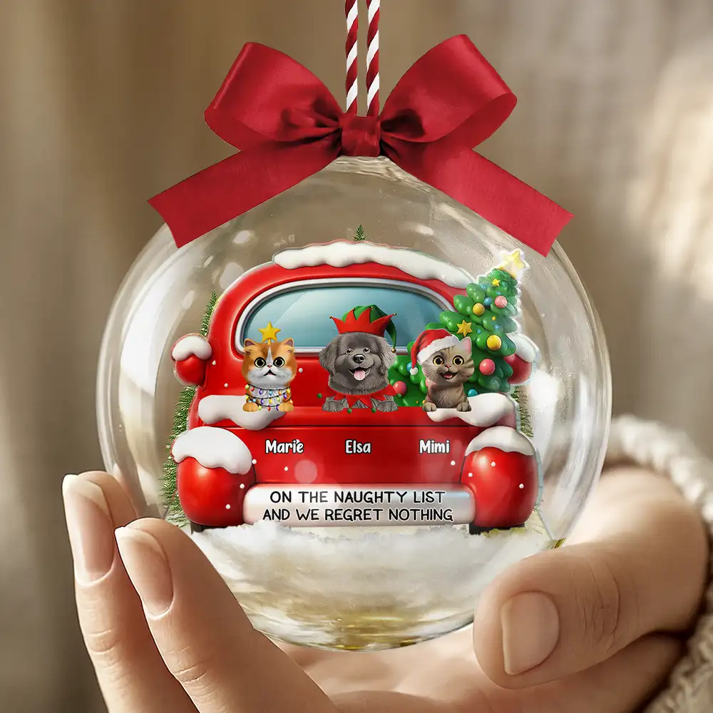 On The Naughty List - Personalized 3D Acrylic Ball Ornament - Image 4
